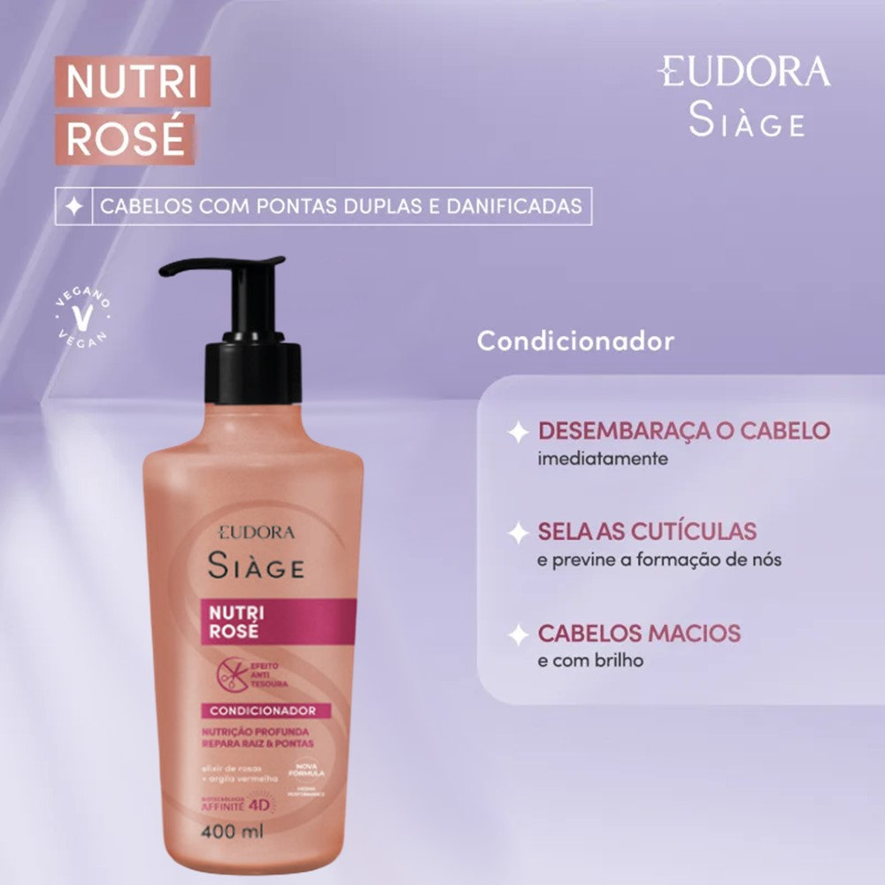 Siàge Nutri Rosé: Shampoo 400ml + Condicionador 400ml Siàge Nutri Rosé: Shampoo 400ml + Condicionador 400ml