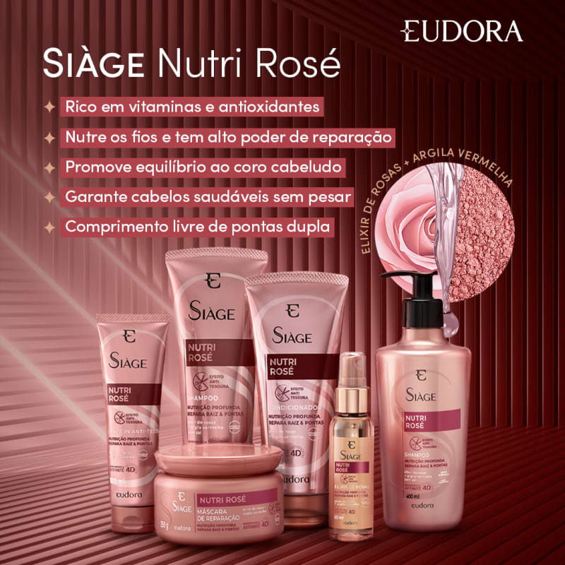 Siàge Nutri Rosé: Shampoo 400ml + Condicionador 400ml Siàge Nutri Rosé: Shampoo 400ml + Condicionador 400ml