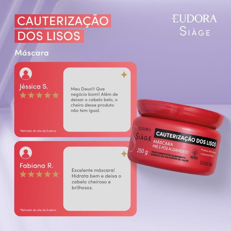 Máscara Capilar Siàge Cauterização dos Lisos 250g