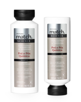 Match Science Pré e Pós-Química: Shampoo 300ml + Condicionador 280ml