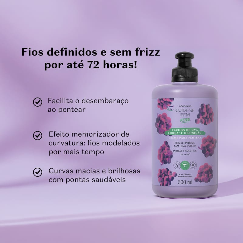 Creme Para Pentear Cuide-se Bem Feira Cachos de Uva 300ml
