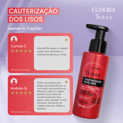 Leave-in Capilar Siàge Cauterização dos Lisos 100ml