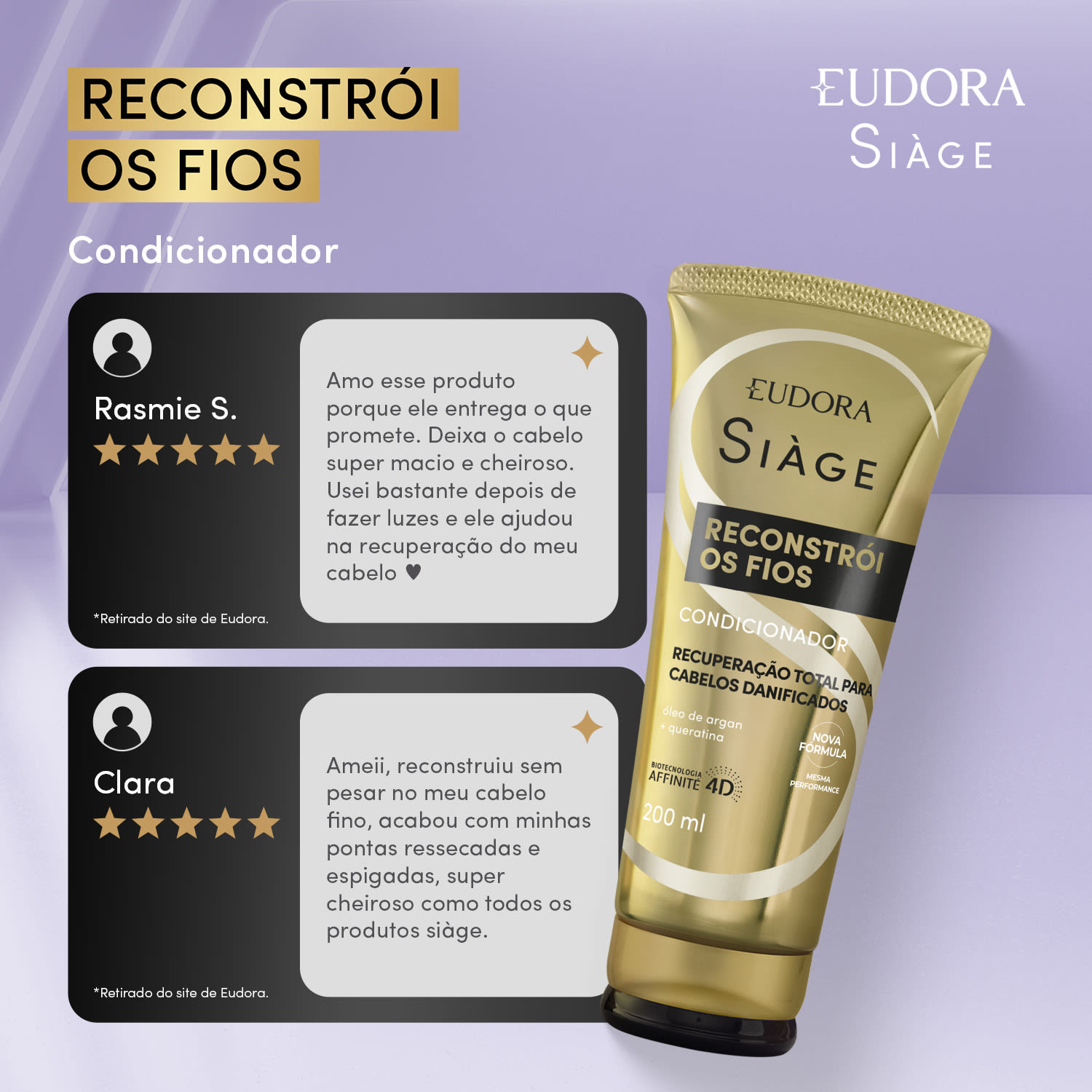 Siàge Reconstrói os Fios: Shampoo 250ml + Condicionador 200ml Siàge Reconstrói os Fios: Shampoo 250ml + Condicionador 200ml