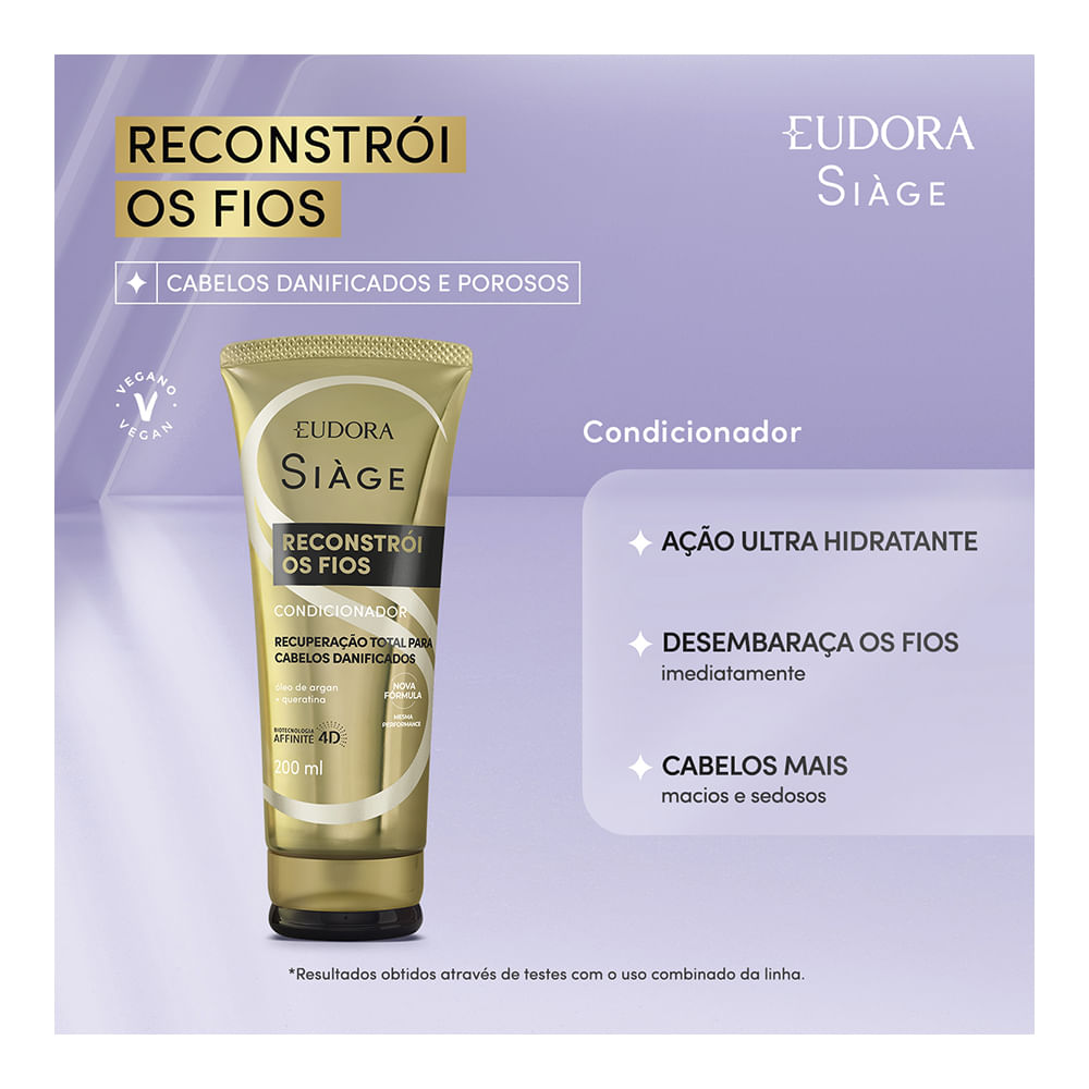 Siàge Reconstrói os Fios: Shampoo 250ml + Condicionador 200ml Siàge Reconstrói os Fios: Shampoo 250ml + Condicionador 200ml