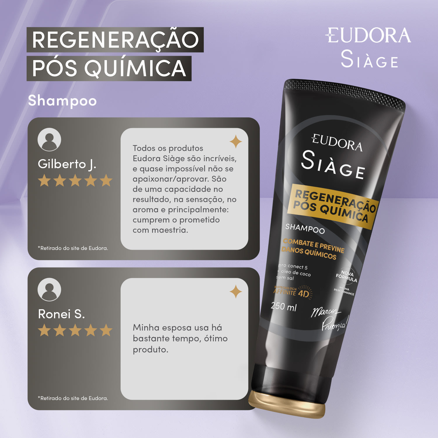 Siàge Regeneração Pós Química: Shampoo 250ml + Condicionador 200ml Siàge Regeneração Pós Química: Shampoo 250ml + Condicionador 200ml