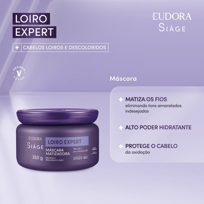 Máscara Capilar Matizadora Siàge Loiro Expert 250g Máscara Capilar Matizadora Siàge Loiro Expert 250g