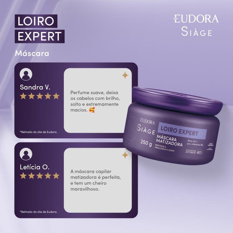 Máscara Capilar Matizadora Siàge Loiro Expert 250g Máscara Capilar Matizadora Siàge Loiro Expert 250g